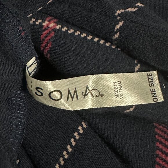 Soma size XL/one size navy plaid 1/4 button 3/4 sleeve v neck sleep shirt - Picture 6 of 7